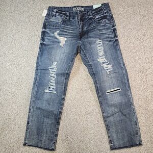 Rock and Roll Cowgirl Boyfriend Crop Sz 26 Blue Denim Western wear Distressed